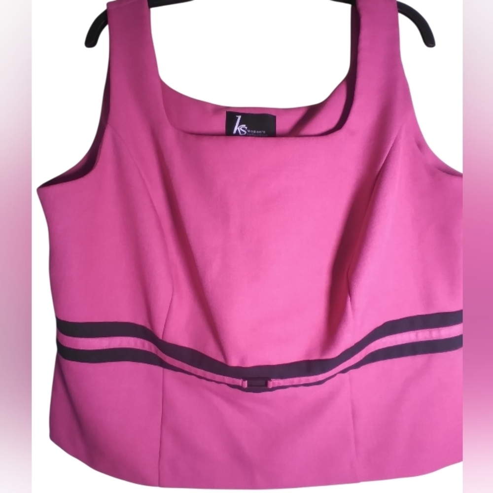KS New York Pink Sleeveless Tank with Black Trim Size 18W Business Casual
